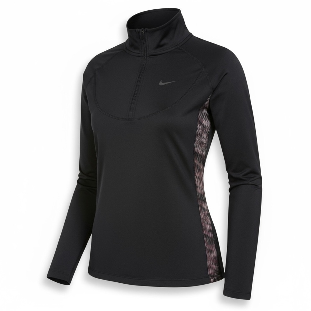 New Nike Dri-Fit Pro Half-Zip Running Training Top Navy Pink Graphic Trim Small